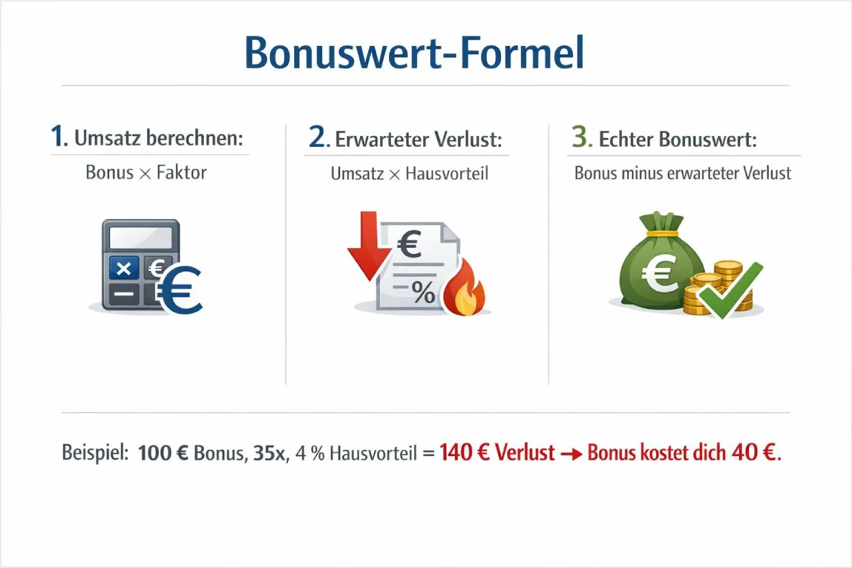Formel zur Berechnung des echten Bonuswerts