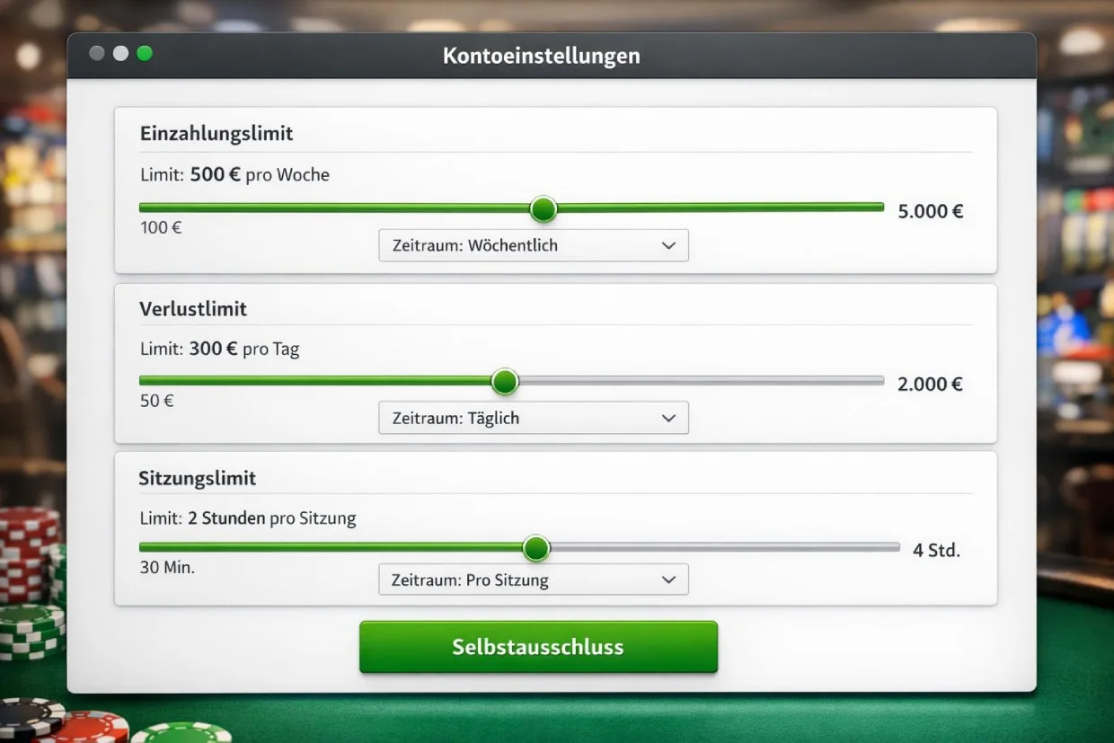 Spielerschutz-Einstellungen im Casino ohne Limit konfigurieren