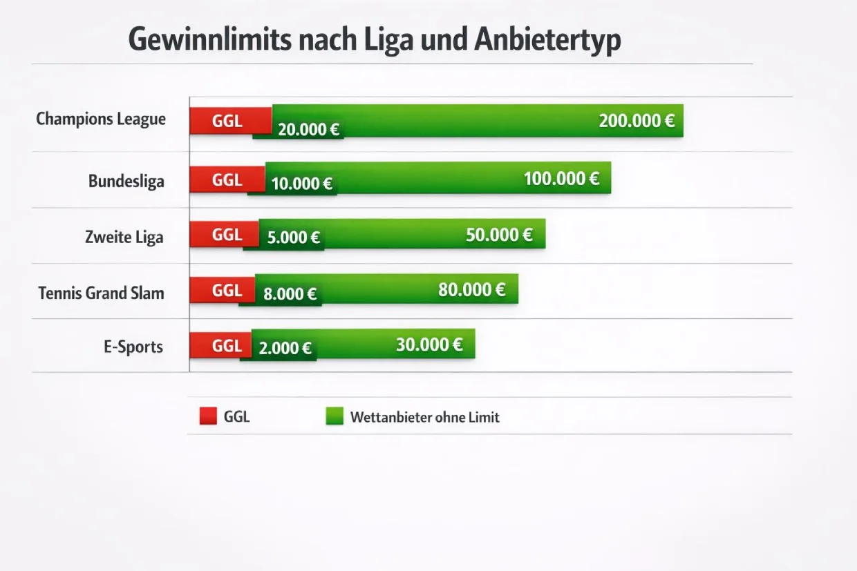 Gewinnlimits nach Liga GGL vs Wettanbieter ohne Limit