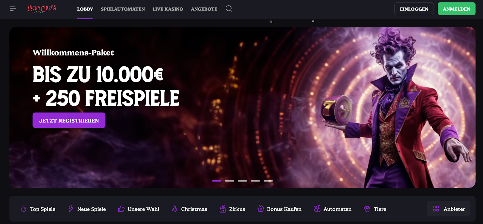 LuckyCircus Online Casino Treueprogramm und Jackpots