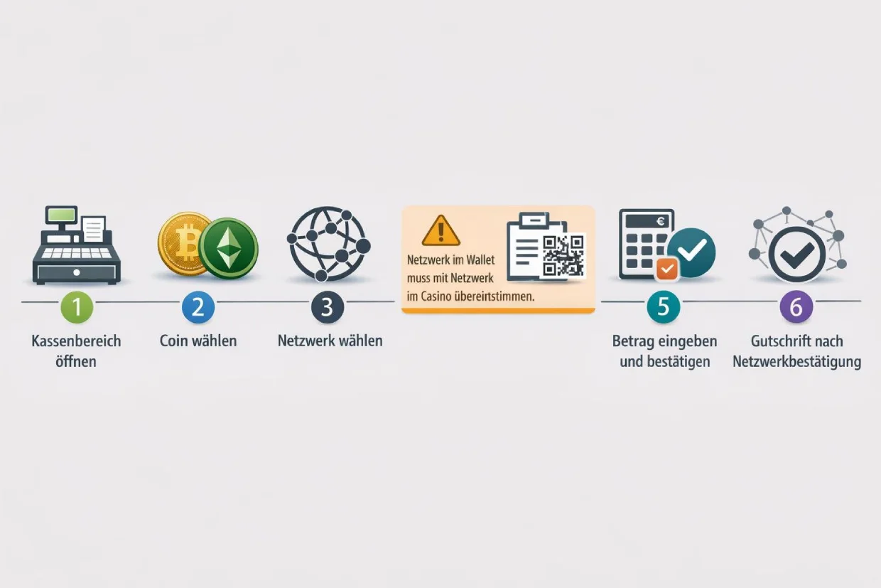 Krypto Casino Einzahlung mit Multi-Coin Wallet Schritt für Schritt