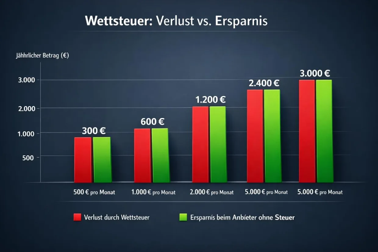 Jährliche Wettsteuer-Kosten nach Umsatzstufe