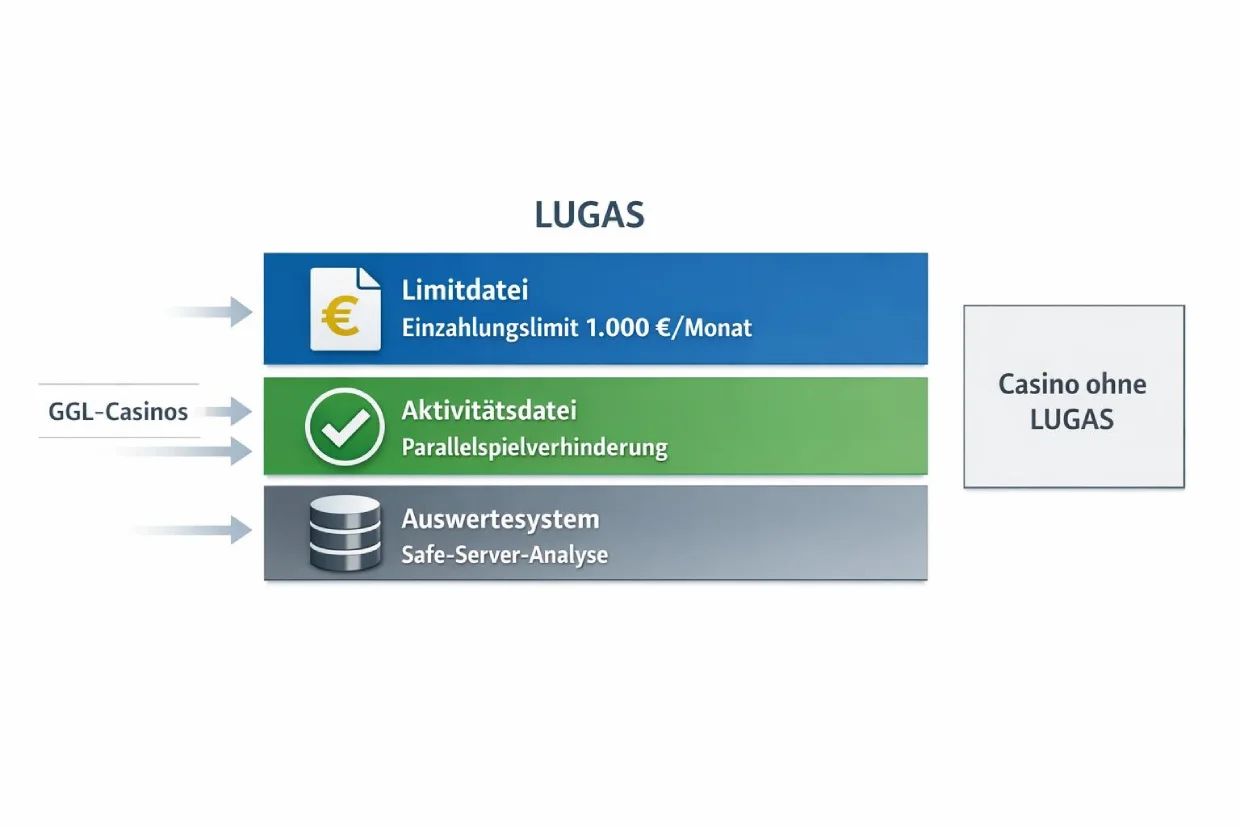 LUGAS-System Architektur mit drei Kontrollebenen dargestellt