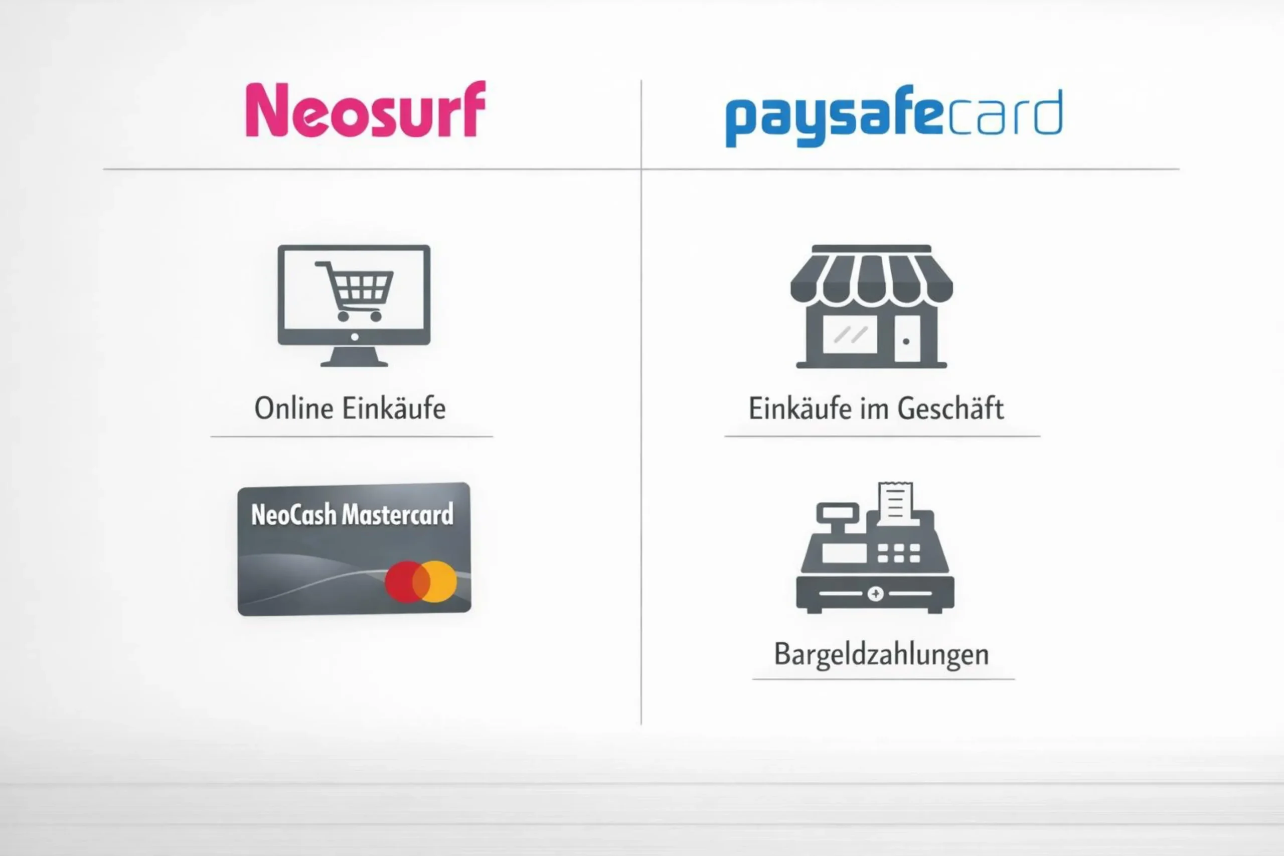 Vergleich von Neosurf und Paysafecard als anonyme Prepaid-Einzahlungsmethoden im Online Casino