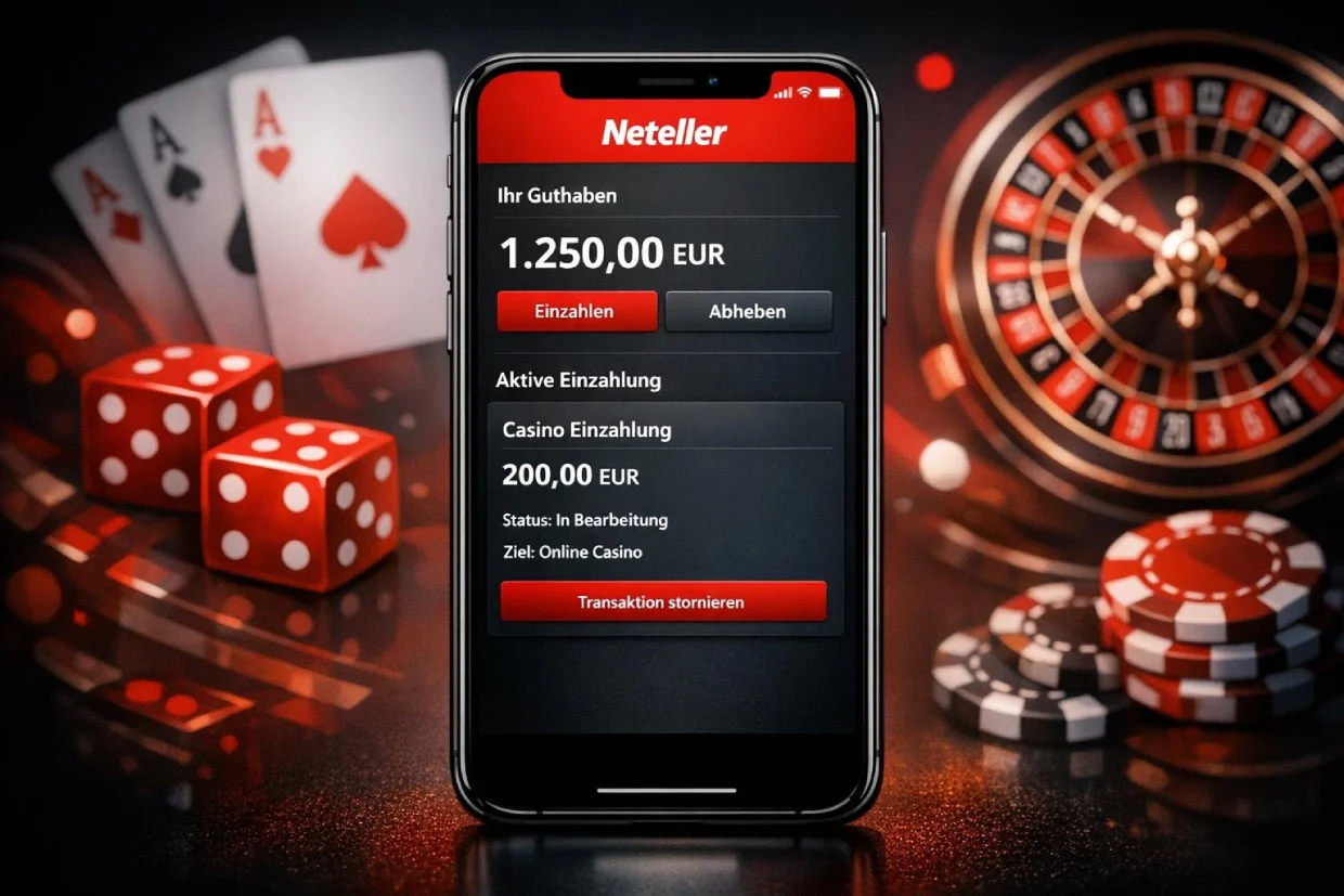 Neteller E-Wallet auf dem Smartphone für Casino-Einzahlungen