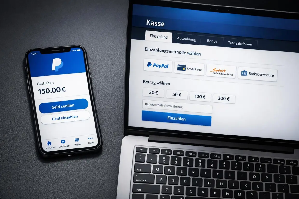 PayPal Online Casino Einzahlung am Smartphone